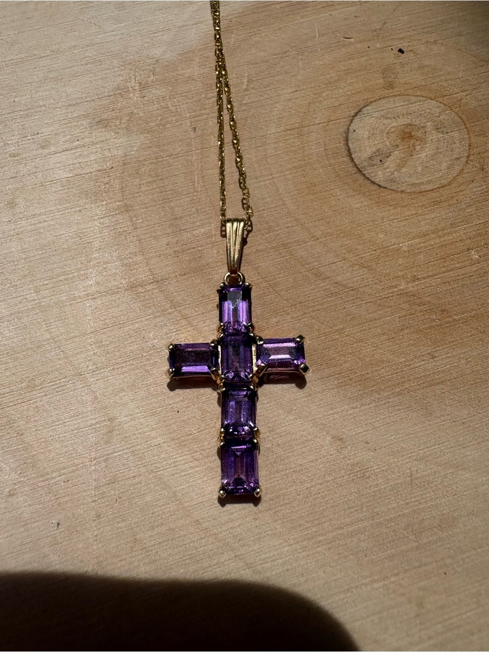 Vintage grade a amethyst solid gold pendant necklace
